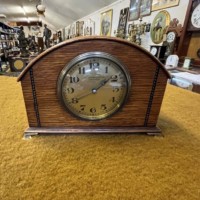 Vintage French Oak Cased Mantle Clock Retailed by Geo Jamieson Aberdeen