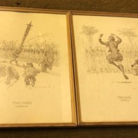 Victorian Pair of Highland Games Caricature Prints The Reel Africa and The Caber America