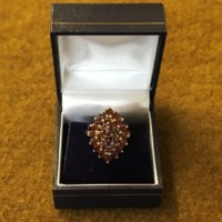 9 Ct Yellow Gold Garnet Cluster Cocktail Ring ﻿UK Size N