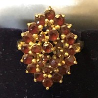 9 Ct Yellow Gold Garnet Cluster Cocktail Ring ﻿UK Size N