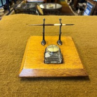 Antique Oak Inkwell / Pen Rest