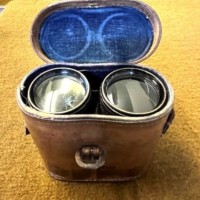WW1 Military Binoculars by Colmont Paris in Leather Case Stamped 19 HLI for 19th Volunteer Battalion Highland Light Infantry