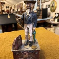 Vintage Cast Iron Uncle Sam U.S. Coin Bank