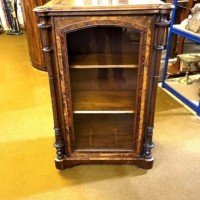 Victorian Inlaid Burr Walnut Display / Music Cabinet