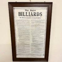 Vintage The Rules of Billiards in Original Oak Frame