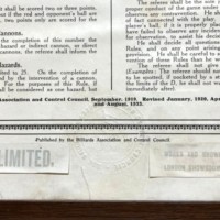 Vintage The Rules of Billiards in Original Oak Frame