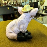 Vintage Cast Iron Pig in Boots Door Stop