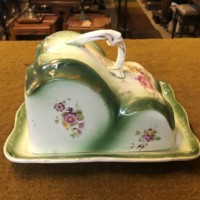 Antique Cheese Dish Floral Pattern