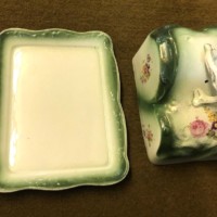 Antique Cheese Dish Floral Pattern