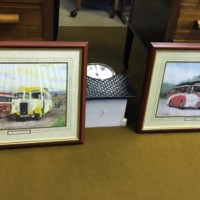 Pair of Vintage Bus Prints by D J Bailey