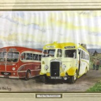 Pair of Vintage Bus Prints by D J Bailey