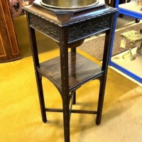 Edwardian Mahogany Jardiniere Stand with Original Brass Liner