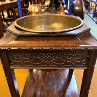 Edwardian Mahogany Jardiniere Stand with Original Brass Liner