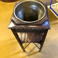 Edwardian Mahogany Jardiniere Stand with Original Brass Liner