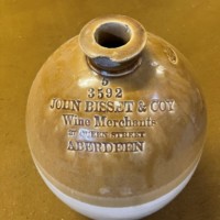 Antique Large Stoneware Flagon John Bisset & Coy Wine Merchants 37 Queen Street Aberdeen