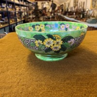 Vintage Maling Lustre Bowl Pattern 6402 Primrose Border, Victoria Green