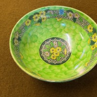 Vintage Maling Lustre Bowl Pattern 6402 Primrose Border, Victoria Green