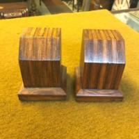 Vintage Pair of Laminated Wood Book Ends