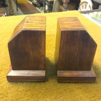 Vintage Pair of Laminated Wood Book Ends