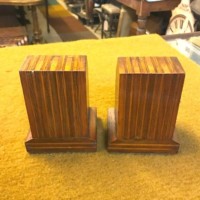 Vintage Pair of Laminated Wood Book Ends