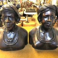 Pair Hand Carved Wood Igorot Tribe Figures