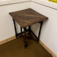 Victorian Triangular Carved Oak Drop Leaf Corner Table