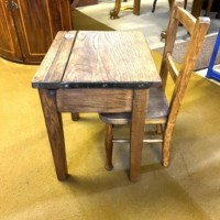 Antique Solid Oak Childs School Desk and Chair