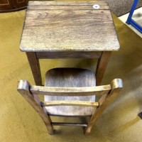 Antique Solid Oak Childs School Desk and Chair
