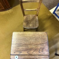 Antique Solid Oak Childs School Desk and Chair