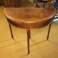 Edwardian Inlaid Mahogany Demi Lune Card / Games Table