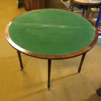 Edwardian Inlaid Mahogany Demi Lune Card / Games Table