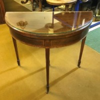 Edwardian Inlaid Mahogany Demi Lune Card / Games Table