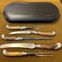 Antique Elkington & Co 5 Piece Stag Horn Handled Carving Set