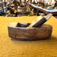 Antique Beech Coffin Block Smoothing Plane with Metal Sole Plate by A Mathieson & Son, Glasgow & Edinburgh