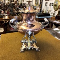 Victorian Copper Brass Samovar Urn with Ceramic Handles