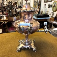 Victorian Copper Brass Samovar Urn with Ceramic Handles