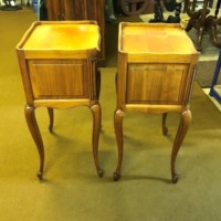 Mid Century Pair of French Louis XVI Style Cherrywood Bedside Night Stand Drawer Units