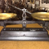 Antique Force 10 Kilog Scales Cast Iron with Brass Pans