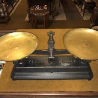 Antique Force 10 Kilog Scales Cast Iron with Brass Pans