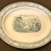 Antique Chinese Grey White Serving Platter