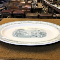 Antique Chinese Grey White Serving Platter