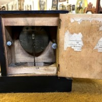 Edwardian Ebonised Wood and Faux Bamboo Mantle Clock