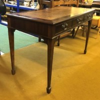 Vintage Dark Mahogany Writing Desk with Tan Leather Cover