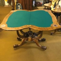 Late Victorian Walnut Folding Cradle Base Gaming Table