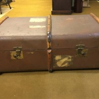 Bentwood Banded Canvas Steamer Trunk