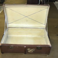 Bentwood Banded Canvas Steamer Trunk