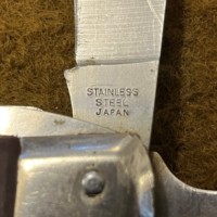 Vintage Camping Cutlery / Multi Tool Folding Knife In Leather Belt Mounted Holder