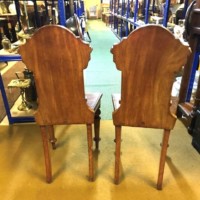 Pair of Victorian Walnut Hall Chairs