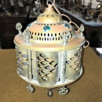 Pierced Brass and Cabochon Lamp Shade