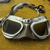 Vintage "The Kett" Pudding Basin ACU / TT Motorcycle Helmet and Aviator Goggles
